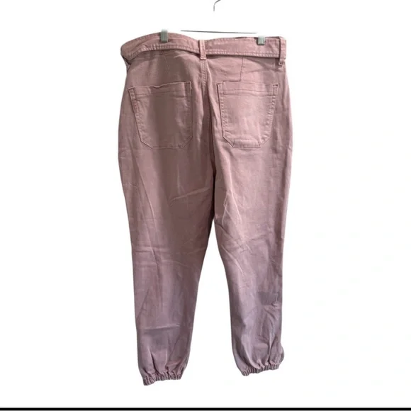 PAIGE Mayslie High Rise Exposed Button Fly Belted Jogger Rouge Glow Pink Sz 30 - Picture 12 of 12